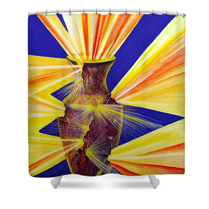 God Shower Curtain featuring the painting Broken Vessel by Nancy Cupp