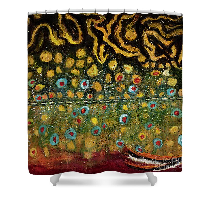 Brookie Shower Curtain featuring the painting Brook Trout Skin by Jodi Monahan
