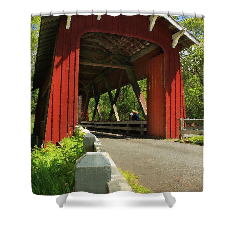 Covered Bridge Shower Curtain featuring the photograph Brookwood Covered Bridge by James Eddy