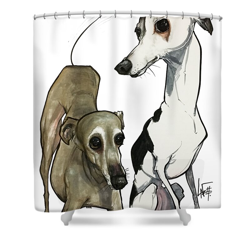Pet Portrait Shower Curtain featuring the drawing Brown 7-1512 by John LaFree