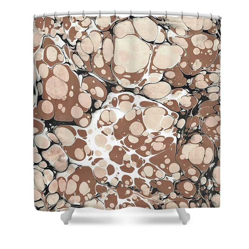 Water Marbling Shower Curtain featuring the painting Brown Battal #2 by Daniela Easter