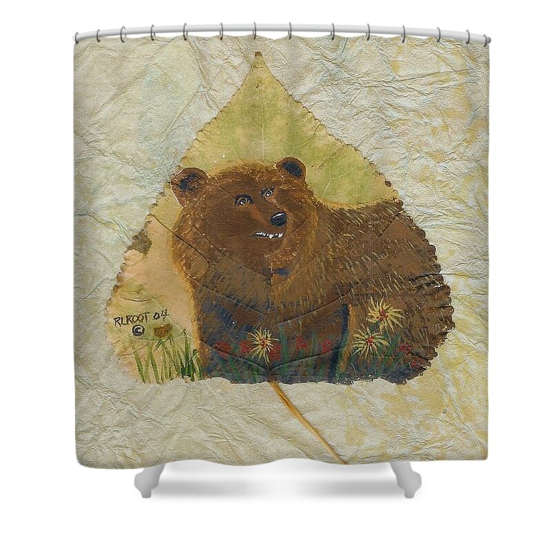 Wildlife Shower Curtain featuring the painting Brown Bear by Ralph Root