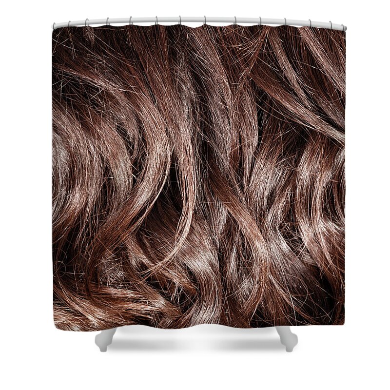 Backdrop Shower Curtain featuring the photograph Brown curly hair background by Anna Om