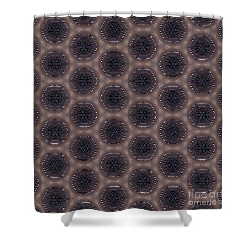 Shower Curtain featuring the digital art Brown Hexagon Design by Kari Myres