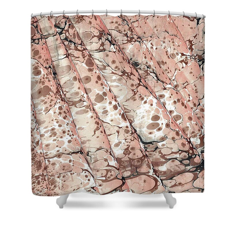 Water Marbling Shower Curtain featuring the painting Brown Wave #1 by Daniela Easter