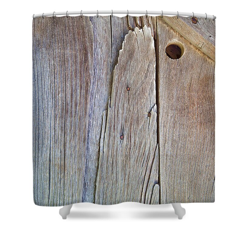 Americana Shower Curtain featuring the photograph Brown Wood Barn Door by David Letts