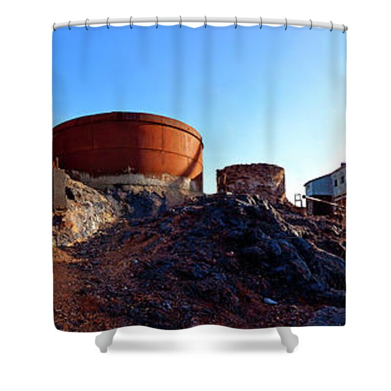 Broken Hill New South Wales Australia Mining Historical Mine Silver Lead Zinc Shower Curtain featuring the photograph Brownes Shaft Junction Mine by Bill Robinson