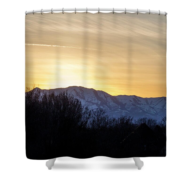 Sky Shower Curtain featuring the photograph Brushed Sunset by K Bradley Washburn