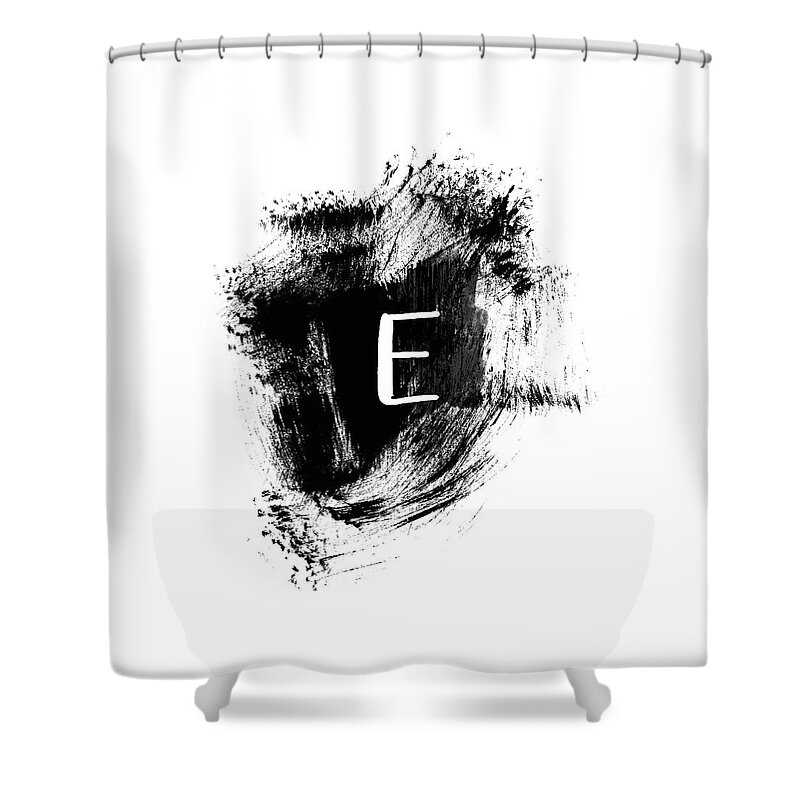 E Shower Curtain featuring the painting Brushstroke E -Monogram Art by Linda Woods by Linda Woods