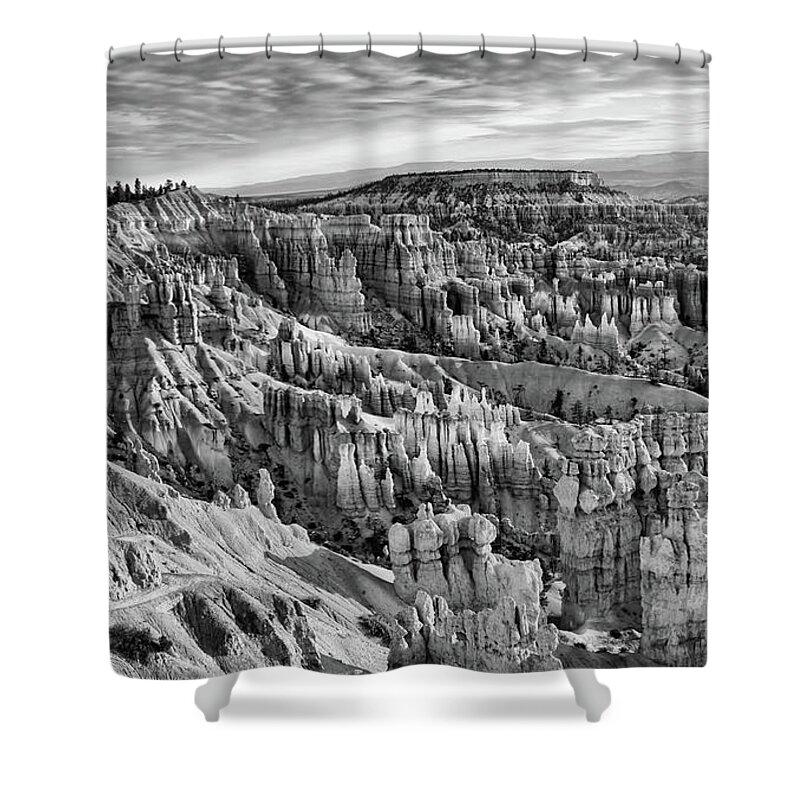 Bryce Canyon Shower Curtain featuring the photograph Bryce Hoodoo x BW by Chuck Kuhn
