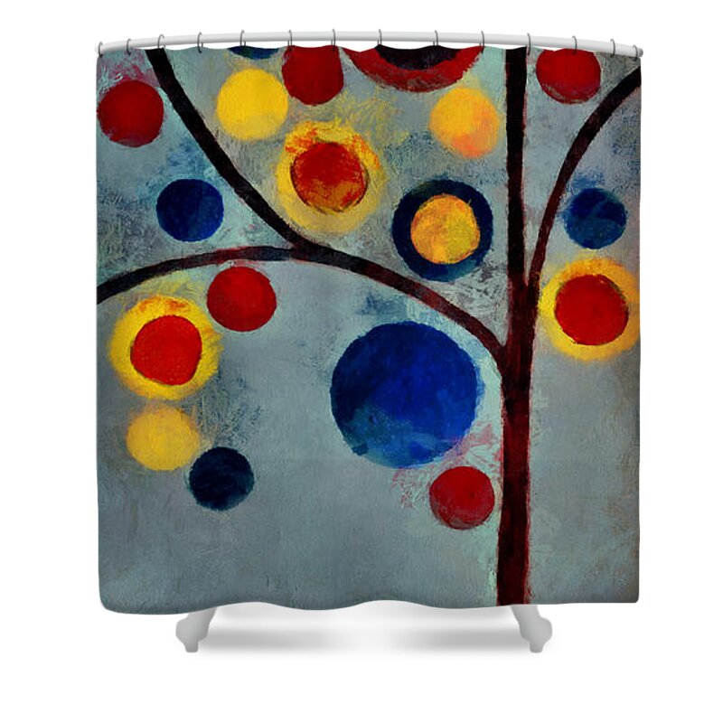 Tree Shower Curtain featuring the painting Bubble Tree - dps02c02f - Left by Variance Collections