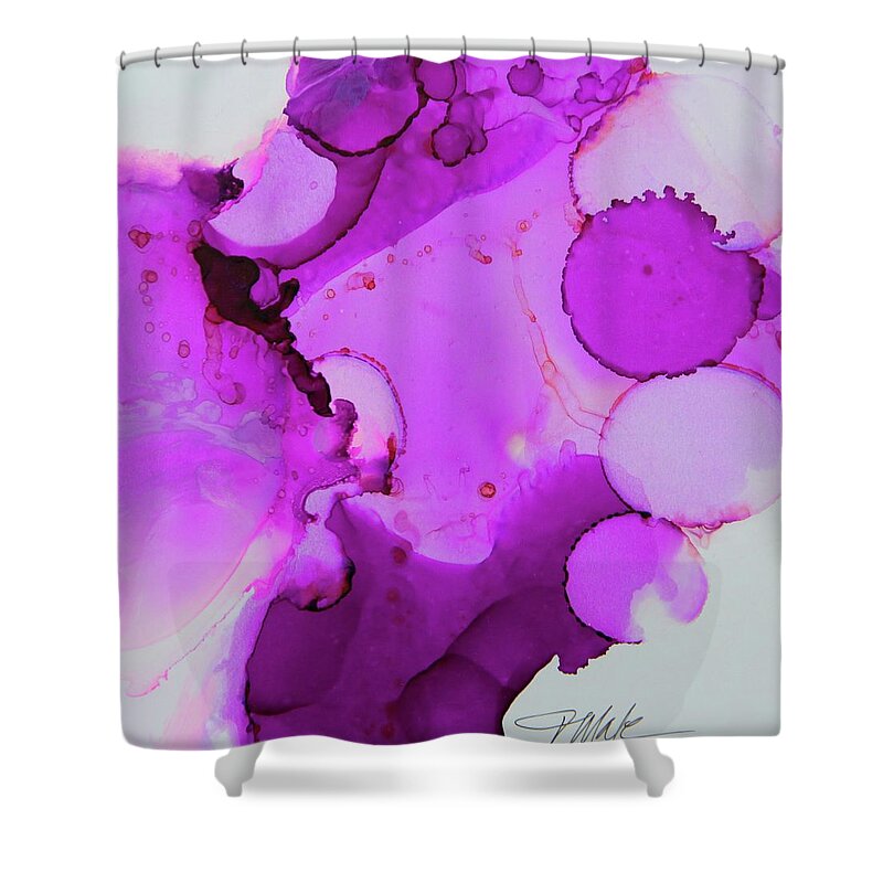 Alcohol Inks Shower Curtain featuring the painting Bubblegum by Tracy Male