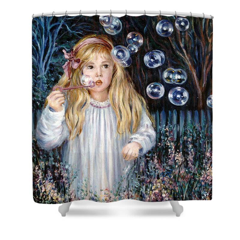 Children Shower Curtain featuring the painting Bubbles by Marie Witte