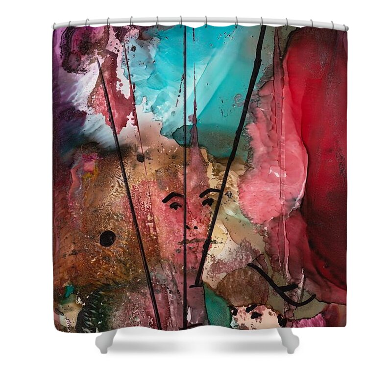 Pirate Shower Curtain featuring the mixed media Buccaneers by Susan Kubes