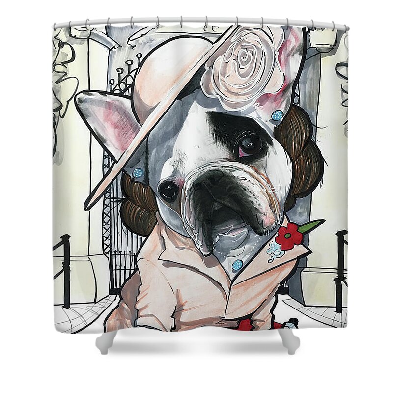 Pet Portrait Shower Curtain featuring the drawing Buckley 3392 PADDYMAE by John LaFree