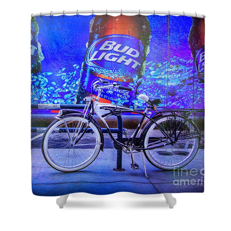 Bicycle Shower Curtain featuring the photograph Bud Light Schwinn Bicycle by Craig J Satterlee