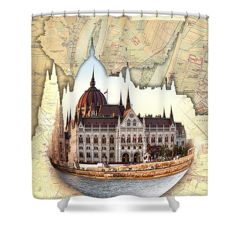 Budapest Shower Curtain featuring the photograph Budapest Globe Map by Sharon Popek