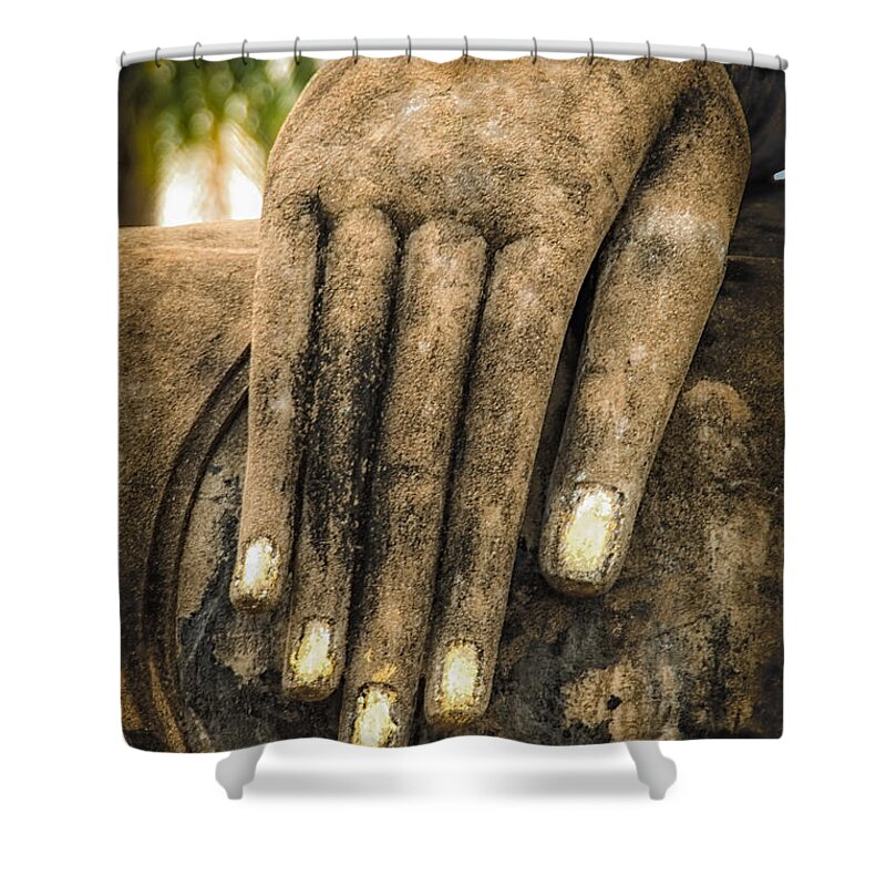 Sukhothai Shower Curtain featuring the photograph Buddha Hand by Adrian Evans