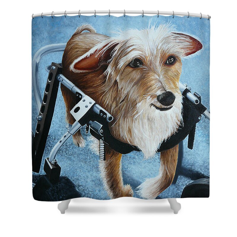 Pet Shower Curtain featuring the painting Buddy's Hope by Vic Ritchey