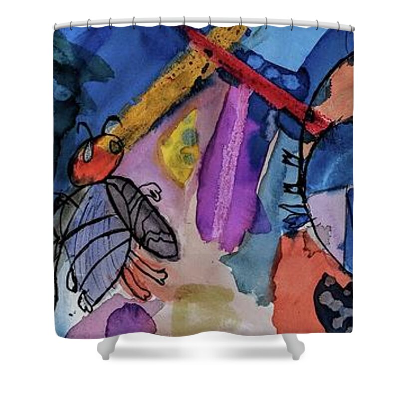 Shower Curtain featuring the painting Bug Land by Abigail White