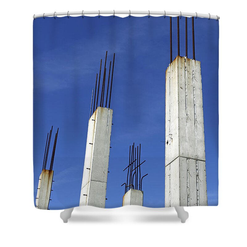 Reinforced Concrete Shower Curtain featuring the photograph Building rising by John Van Decker