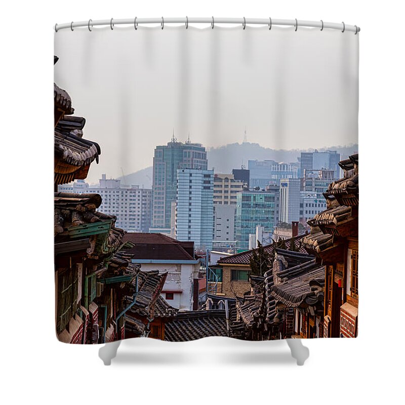 Korea Shower Curtain featuring the photograph Bukchon Hanok Village Contrast by James BO Insogna