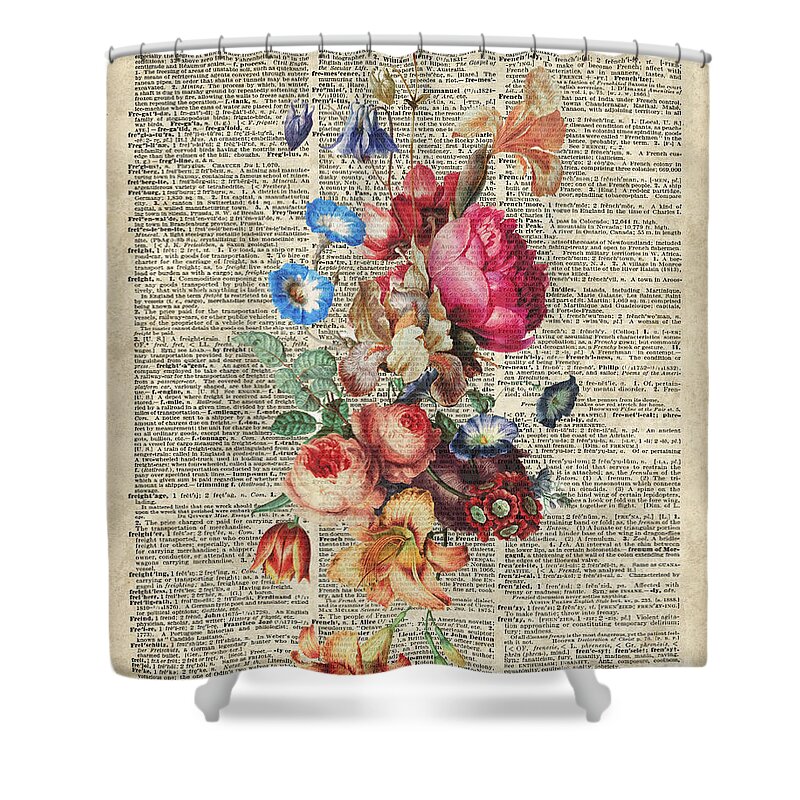 Bouquet Shower Curtain featuring the painting Bunch of Colorful Flowers by Anna W