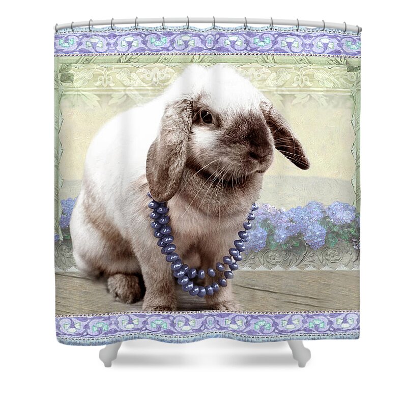  Shower Curtain featuring the photograph Bunny Wears Beads by Adele Aron Greenspun