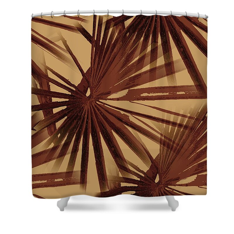 Burgundy Shower Curtain featuring the digital art Burgundy and Coffee Tropical Beach Palm Vector by Taiche Acrylic Art