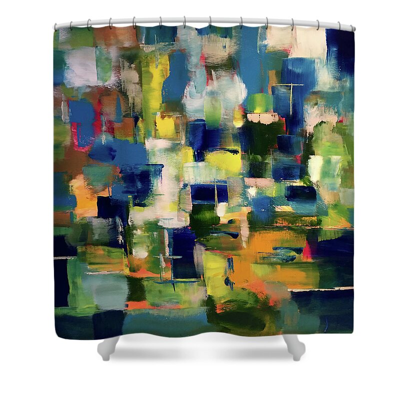 Contemporary Shower Curtain featuring the painting Buried Sunset by Dennis Ellman