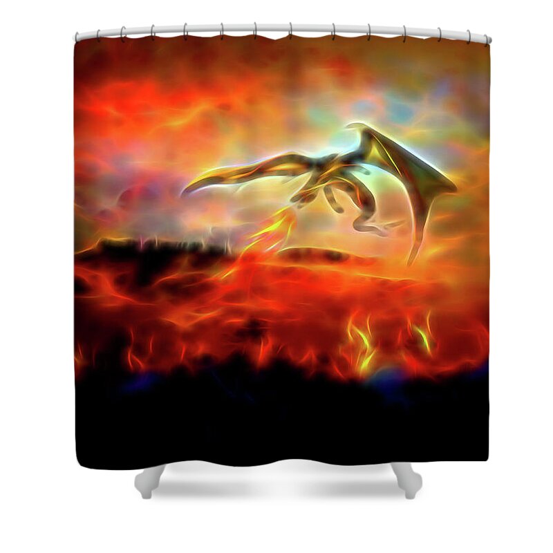 Game Of Thrones Dragons Shower Curtain featuring the digital art Burn them all by Lilia D