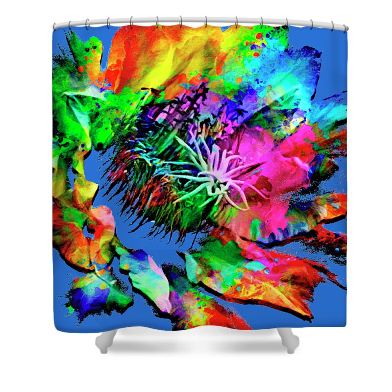 Burst Of Color Shower Curtain featuring the mixed media Burst of Color by David Millenheft