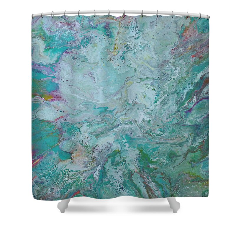 Abstract Shower Curtain featuring the painting Burst by Sandy Dusek