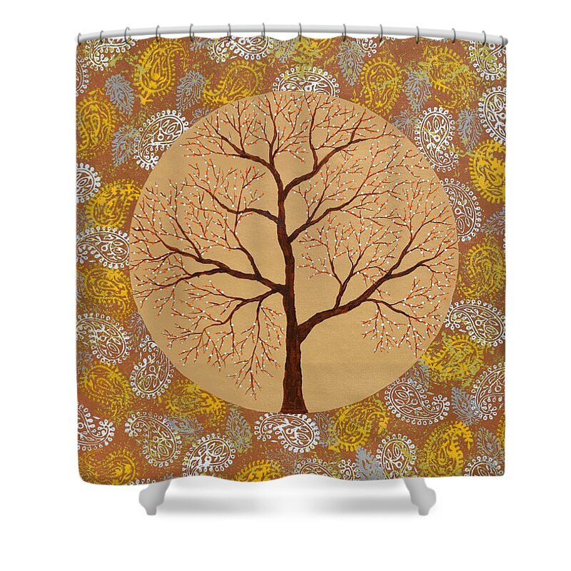 Tree Shower Curtain featuring the painting Burva Vriksh by Sumit Mehndiratta