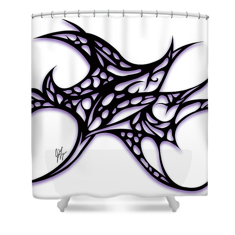 Jamie Lynn Gabrich Shower Curtain featuring the digital art Bushal a Thorns Purple by JamieLynn Warber