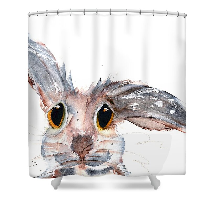 Bunny Shower Curtain featuring the painting Buster by Dawn Derman