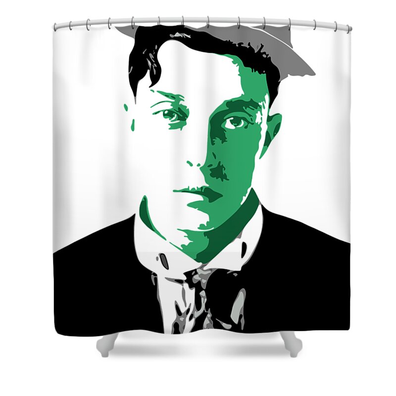 Buster Keaton Shower Curtain featuring the digital art Buster Keaton by DB Artist