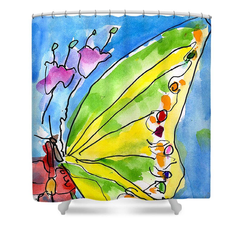 Butterfly Shower Curtain featuring the painting Butterfly by Jeffrey Shutt Age Six