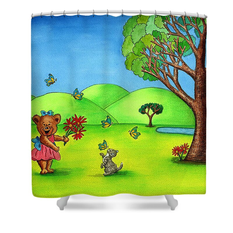 Butterflies Shower Curtain featuring the painting Butterfly Kisses by Christina Wedberg