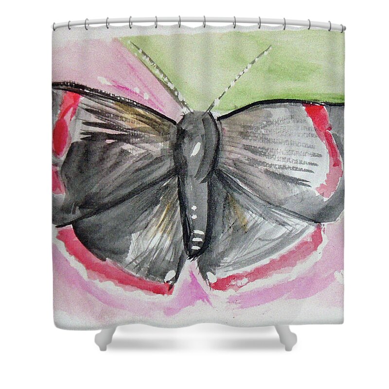  Shower Curtain featuring the drawing Butterfly by Loretta Nash