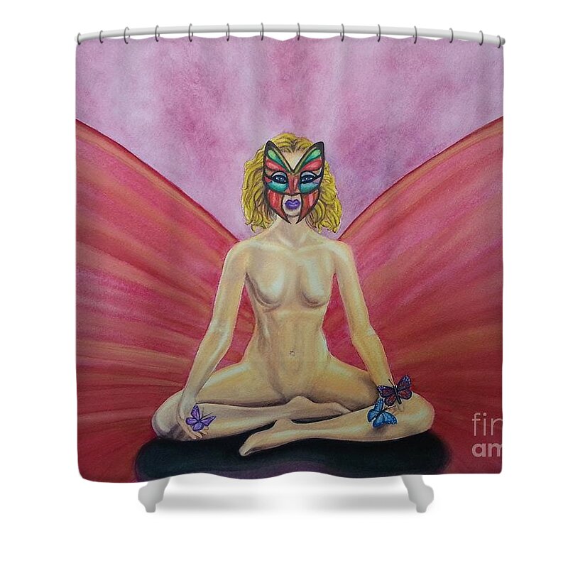 Butterfly Shower Curtain featuring the painting Butterfly Meditation by Steed Edwards