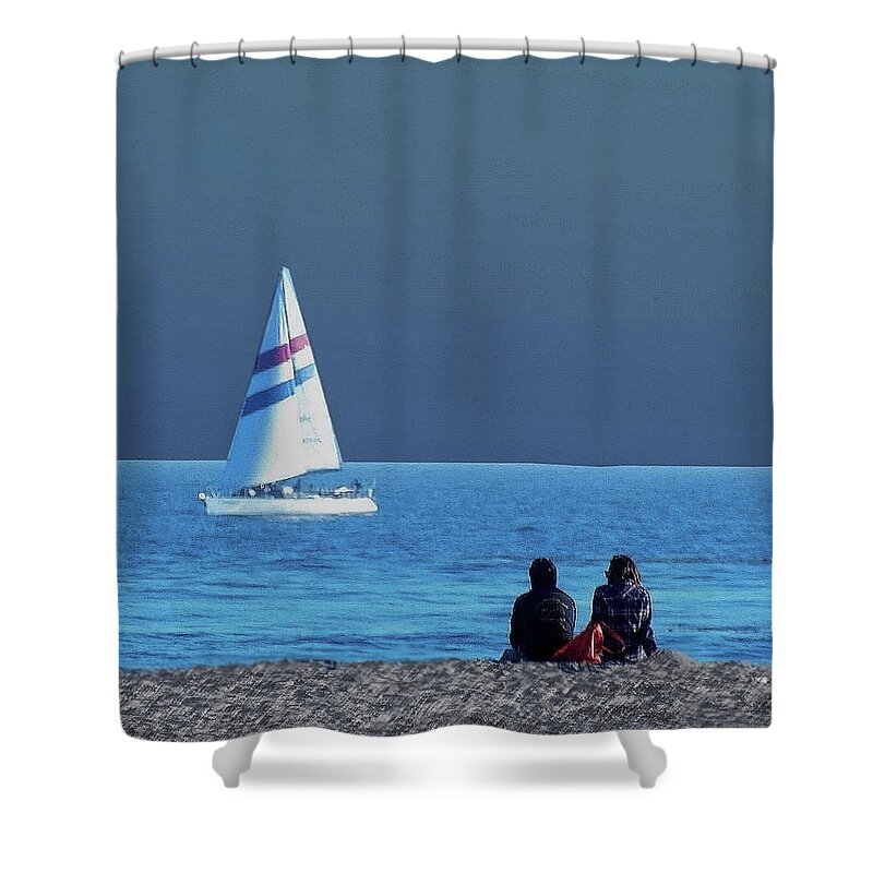 Sea Shower Curtain featuring the photograph By The Sea by M Three Photos