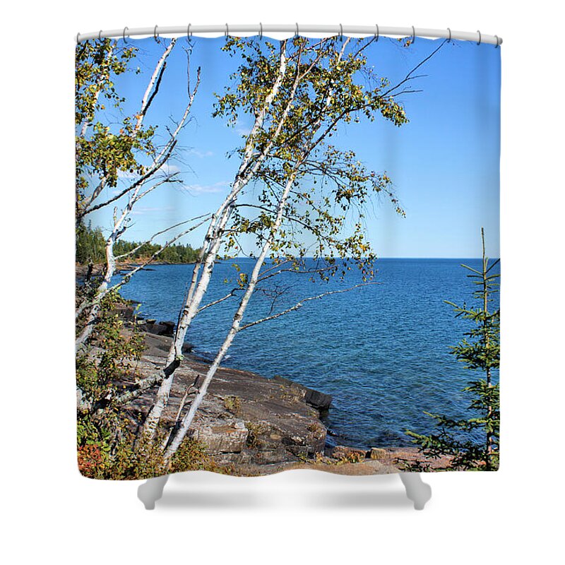 Lake Superior Shower Curtain featuring the photograph By the Shores of Gitche Gumee by Kristin Elmquist