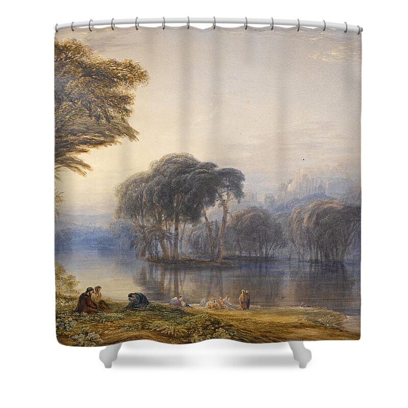 Anthony Vandyke Copley Fielding Shower Curtain featuring the drawing By the Waters of Babylon by Anthony Vandyke Copley Fielding