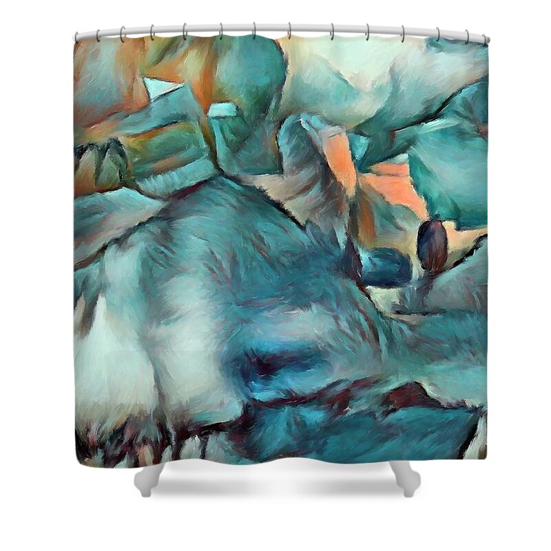 Abstract Shower Curtain featuring the painting Byzantine Abstraction by Portraits By NC