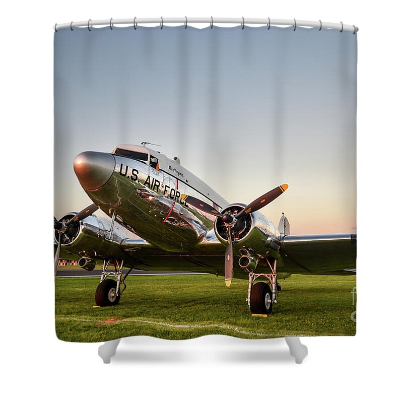 C-47 Shower Curtain featuring the photograph C-47 at dusk by Paul Quinn