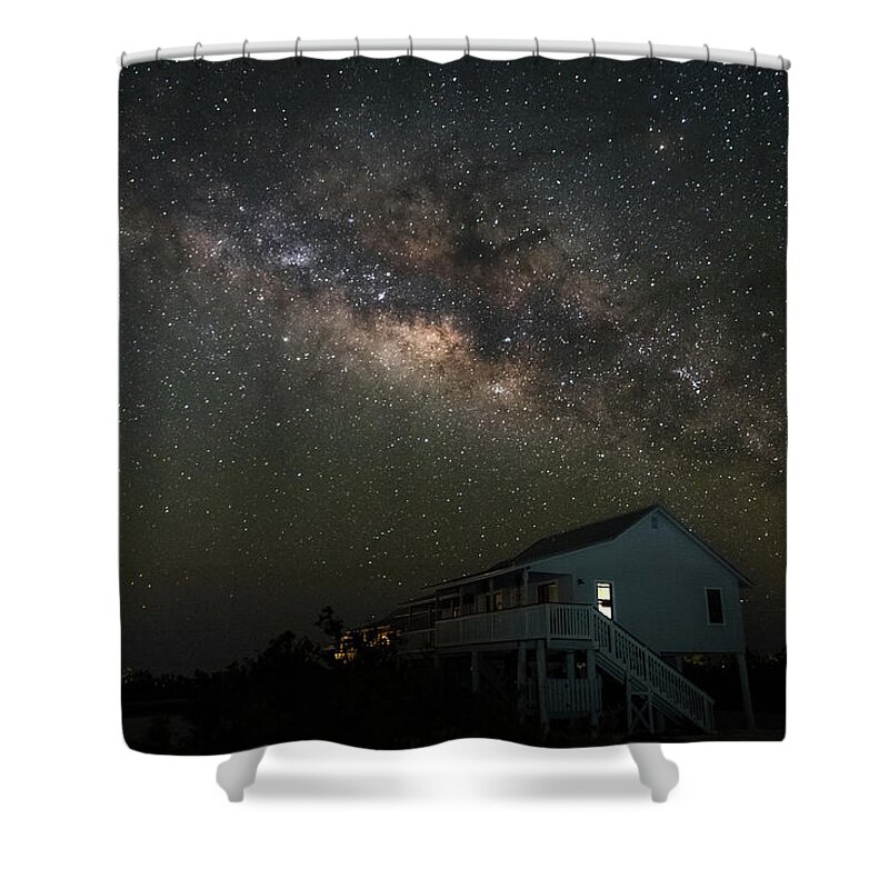 Cabin Shower Curtain featuring the photograph Cabin Under The Milky Way by David Hart