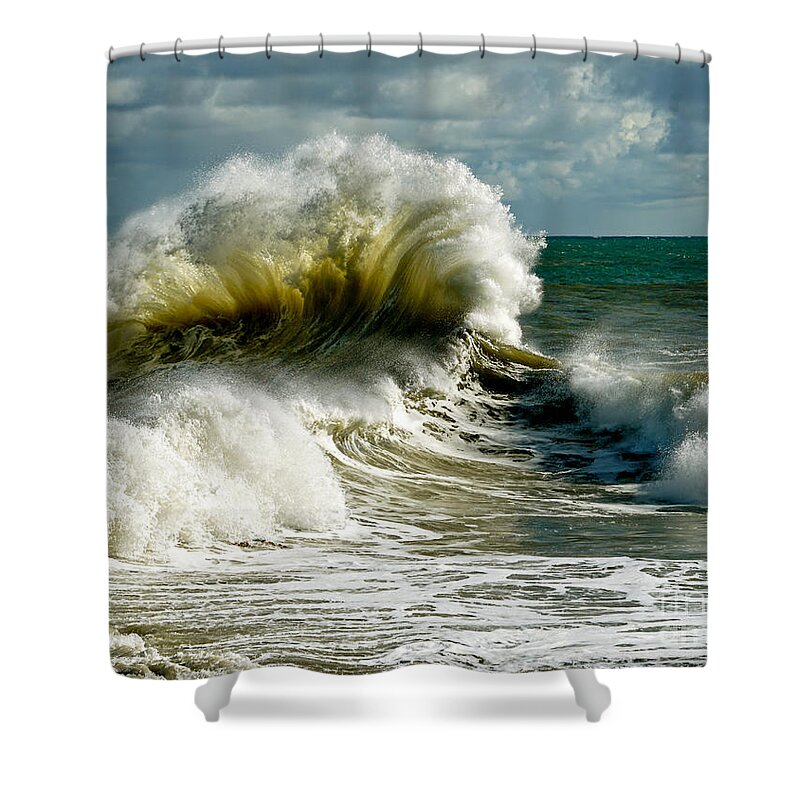 Shore Shower Curtain featuring the photograph Cabrillo Shorebreak by Michael Cinnamond