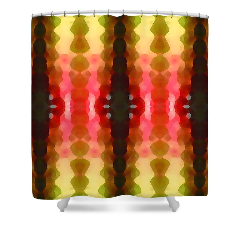 Abstract Shower Curtain featuring the painting Cactus Vibrations 2 by Amy Vangsgard