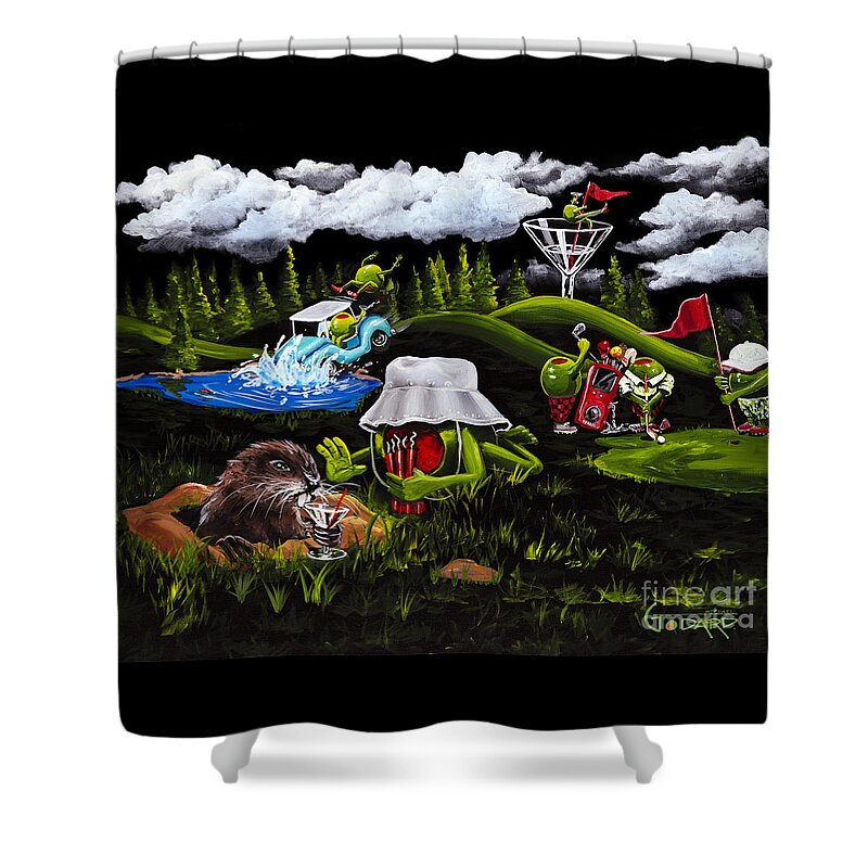 Caddyshack Shower Curtain featuring the painting Caddy Shack by Michael Godard